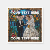 Mosaic Mouse Wedding Couple Stained Glass Effect.