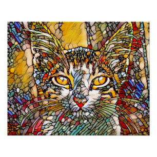 Mosaic Multicolor Cat 697 Poster