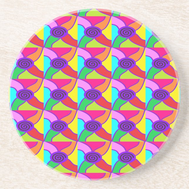 Mosaic of big bright colour art coaster (Front)