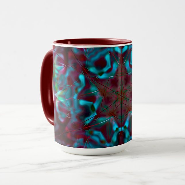 Mosaic of geometric lines and gradient matte folds mug (Front Left)