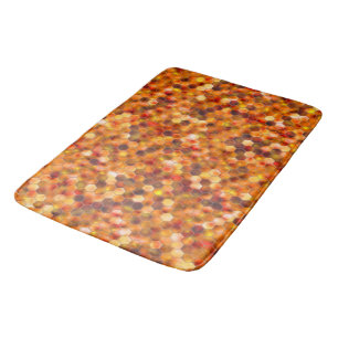 Mosaic of hexagons on spots in reddish tones throw bath mat