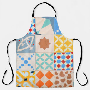 Mosaic of Hydraulic cement tiles, decorative fashi Apron