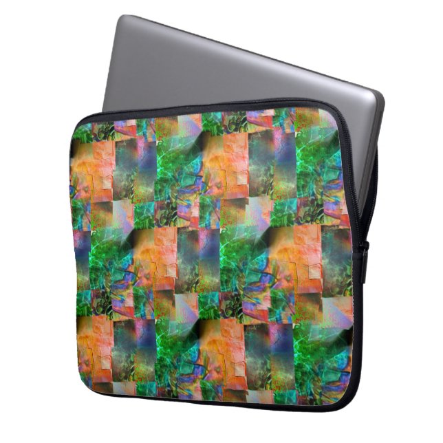 Mosaic  of messy textures with detachment illusion laptop sleeve (Front Left)
