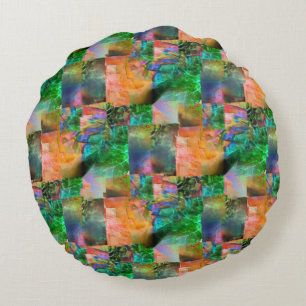 Mosaic  of messy textures with detachment illusion round cushion
