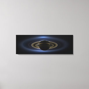 Mosaic Of The Saturn System Backlit By The Sun. Canvas Print