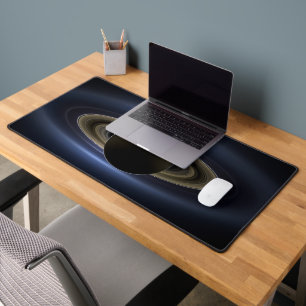 Mosaic Of The Saturn System Backlit By The Sun. Desk Mat