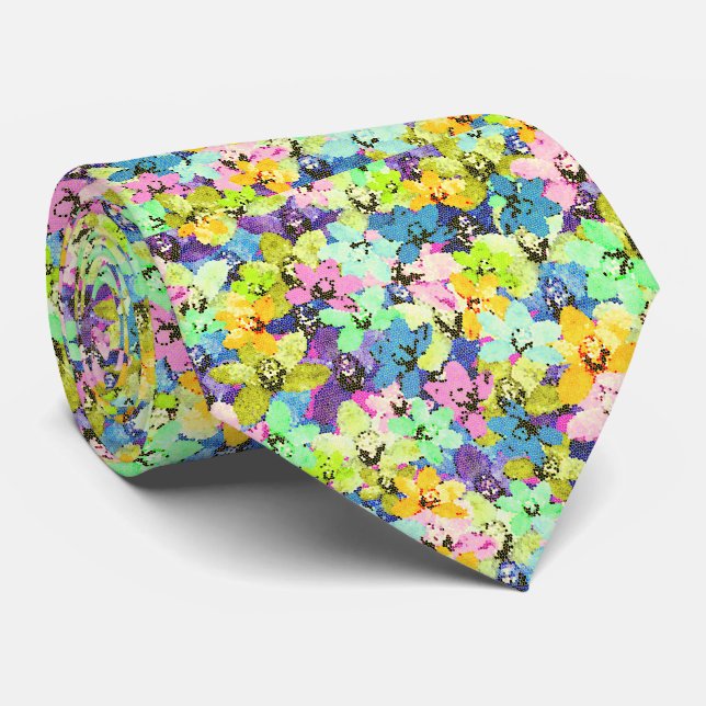 Mosaic Orchid Display, Neck Tie (Rolled)