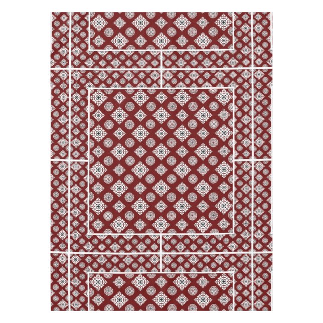Mosaic Pattern 02.BW DRed BG Tablecloth (Front)