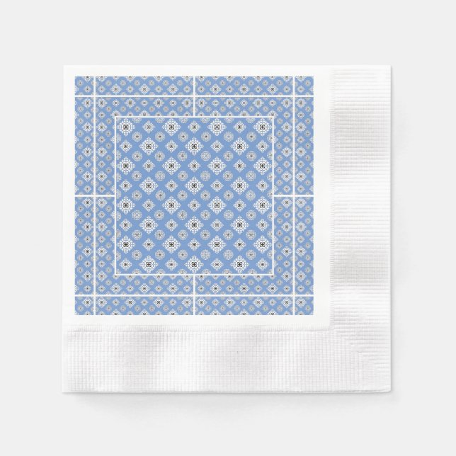 Mosaic Pattern 02.BW LBlue BG Napkin (Front)