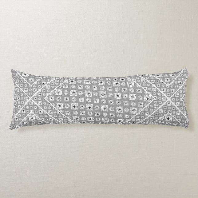Mosaic Pattern 02.BW LGrey BG Body Cushion (Front)