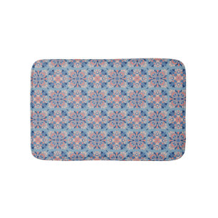 Mosaic Pattern Dusty Blue Bath Mat
