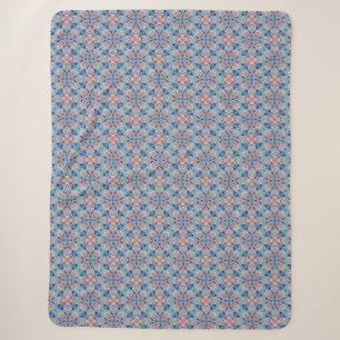 Mosaic Pattern Dusty Blue Sherpa Blanket