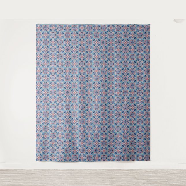 Mosaic Pattern Dusty Blue Tapestry (Front)