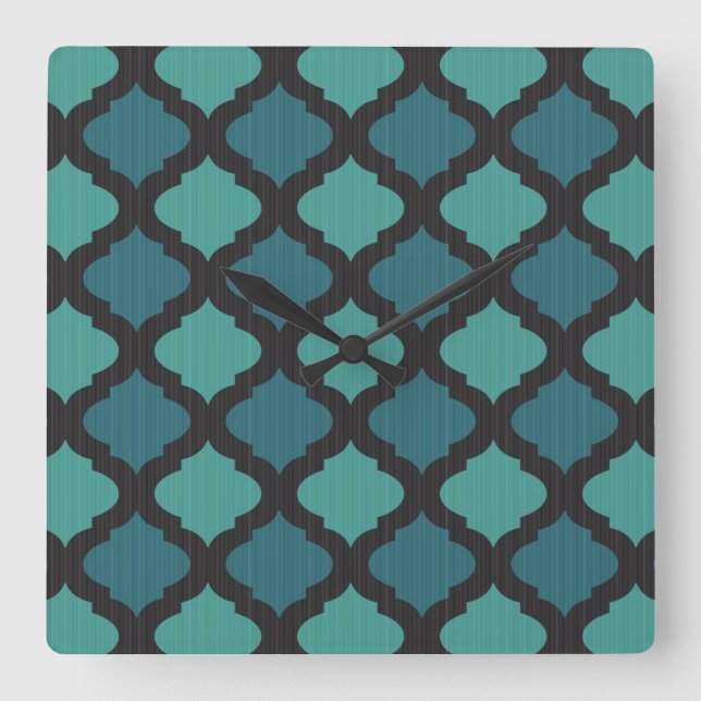 Mosaic pattern in arab style square wall clock (Front)
