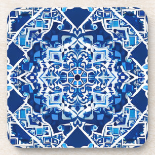 Mosaic Pattern in Indigo and Cobalt Blue Coaster