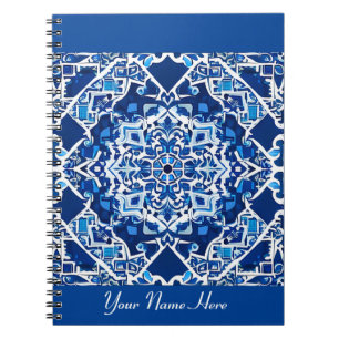 Mosaic Pattern in Indigo and Cobalt Blue Notebook