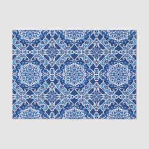 Mosaic Pattern in Indigo and Cobalt Blue Tissue Paper