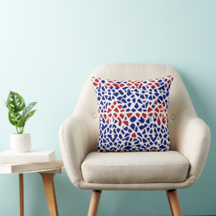 Mosaic Pattern Red Blue Cushion