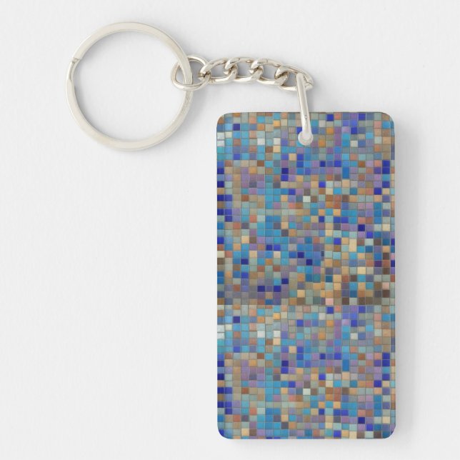 Mosaic pattern with blue center key ring (Front)