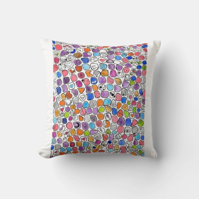 Mosaic Pattern with Whimsical Symbols Cushion (Front)
