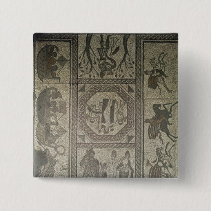 Mosaic pavement from the Roman villa at Low 15 Cm Square Badge