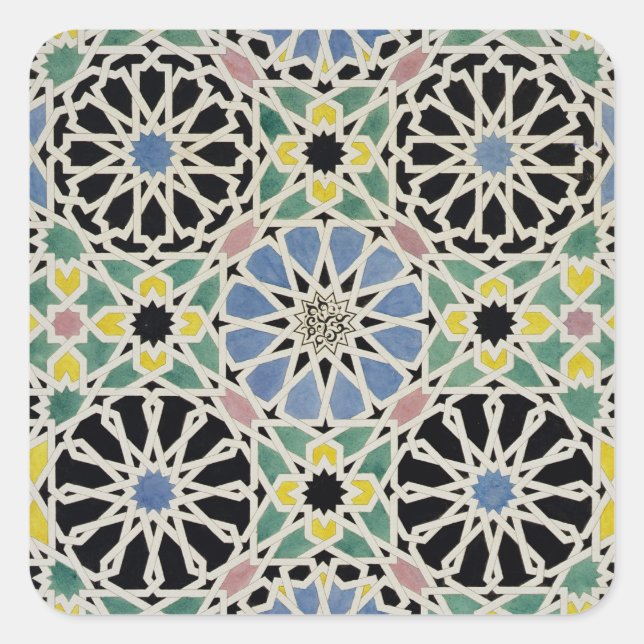 Mosaic Pavement in the Alhambra, from 'The Arabian Square Sticker (Front)