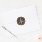 Mosaic Peace Sign in Golds and Blues Classic Round Sticker (Envelope)