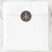 Mosaic Peace Sign in Golds and Blues Classic Round Sticker (Bag)