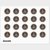 Mosaic Peace Sign in Golds and Blues Classic Round Sticker (Sheet)