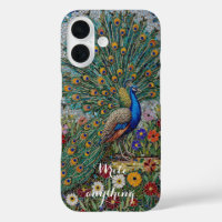 Mosaic Peacock Garden Artistic iPhone Case