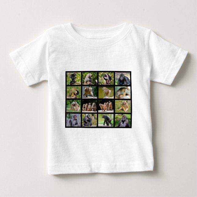 Mosaic photos of monkeys baby T-Shirt (Front)