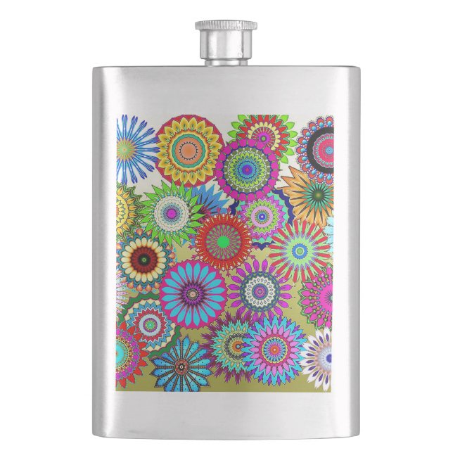 Mosaic Pinwheels Hip Flask (Front)