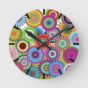 Mosaic Pinwheels Round Clock