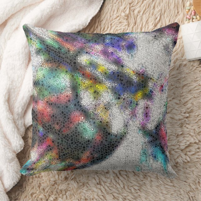 Mosaic, polished shards over stained misty coloure cushion (Blanket)