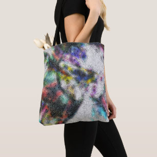 Mosaic, polished shards over stained misty coloure tote bag