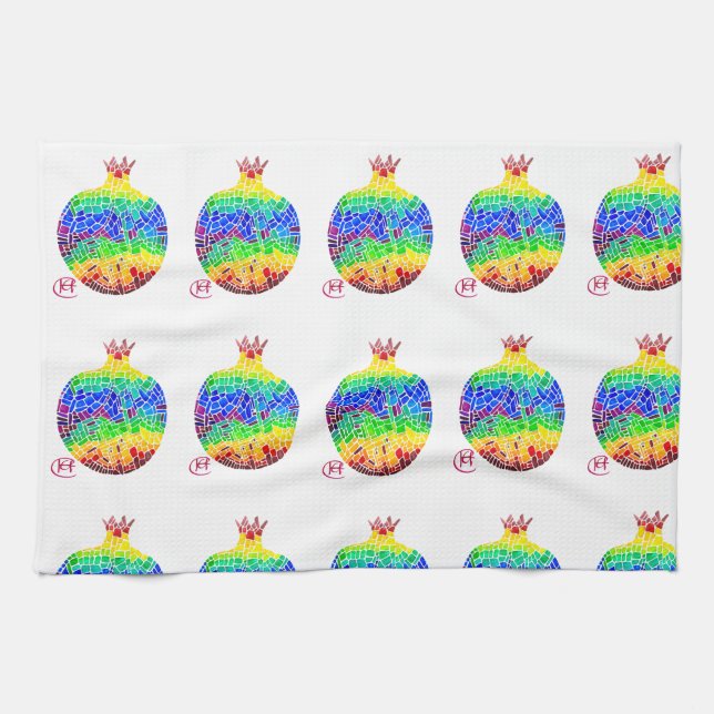 Mosaic Pomegranate Kitchen Towel  (Horizontal)