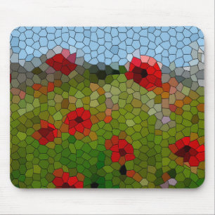 Mosaic Poppies in a Country Garden Mouse Pad