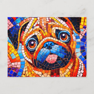 Mosaic Pug Postcard