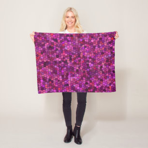 Mosaic Purple Pink Fleece Blanket