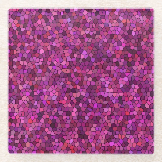 Mosaic Purple Pink  Glass Coaster (Front)