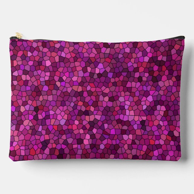 Mosaic Purple Pink Large Accessory Pouch (Front)