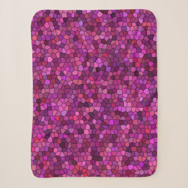 Mosaic Purple Pink  Sherpa Blanket (Front)