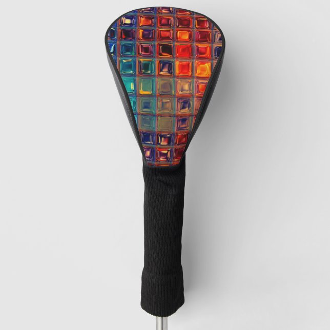 Mosaic Rainbow | Bold Colourful Abstract Tile Golf Head Cover (Front)