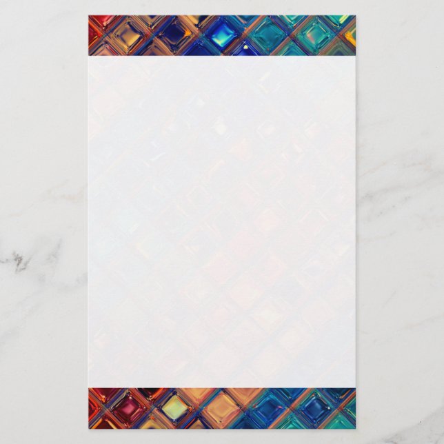 Mosaic Rainbow | Bold Colourful Abstract Tile Stationery (Front)