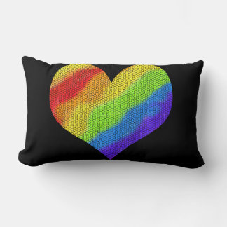 Mosaic Rainbow Heart Lumbar Cushion