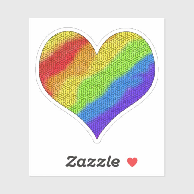 Mosaic Rainbow Heart - Multi-Colored Sunshine (Sheet)