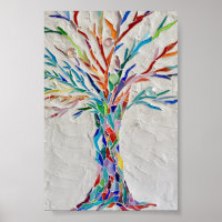 Mosaic Rainbow Tree Poster