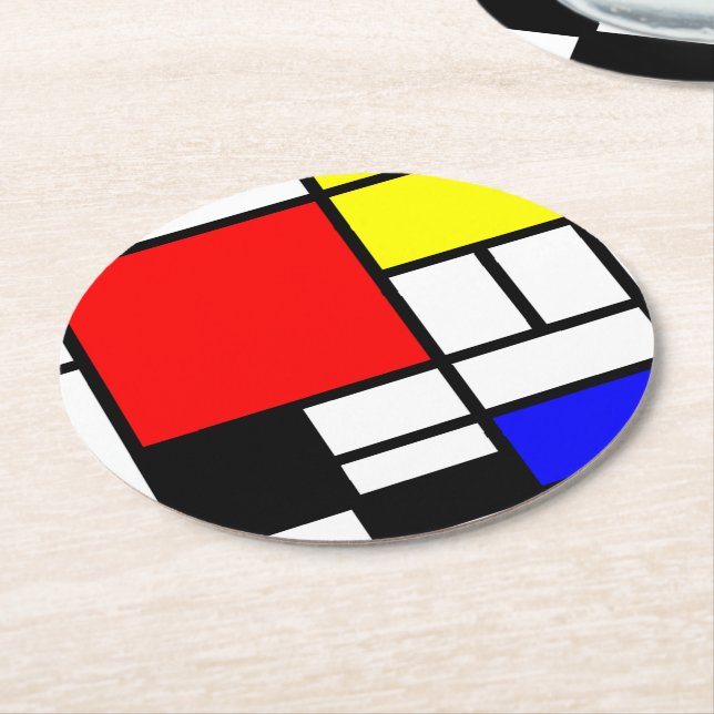 MOSAIC rectangles squares coloured I + your ideas Round Paper Coaster (Angled)