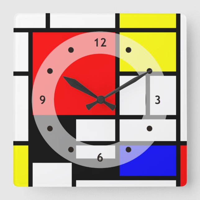 MOSAIC rectangles squares coloured I + your ideas Square Wall Clock (Front)