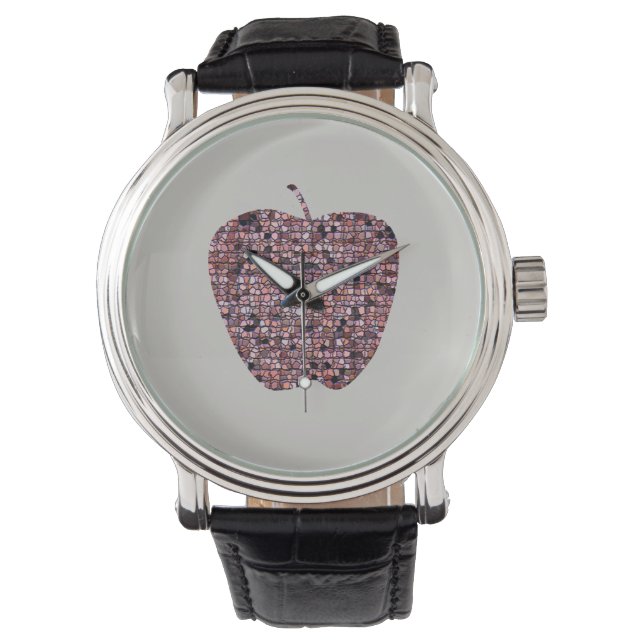 Mosaic Red Apple Male Teacher Classroom Thank You Watch (Front)